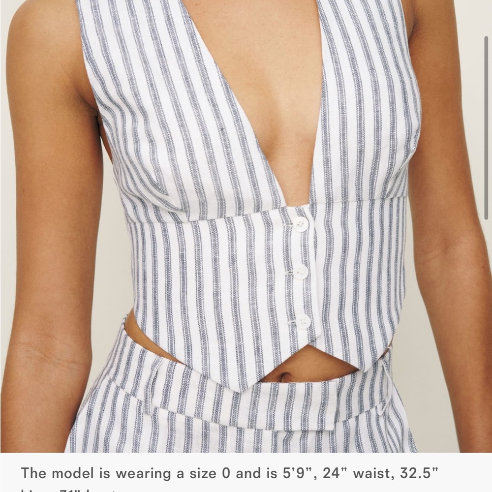 Reformation Blue and White Striped Sofia Vest - Picture 3 of 6